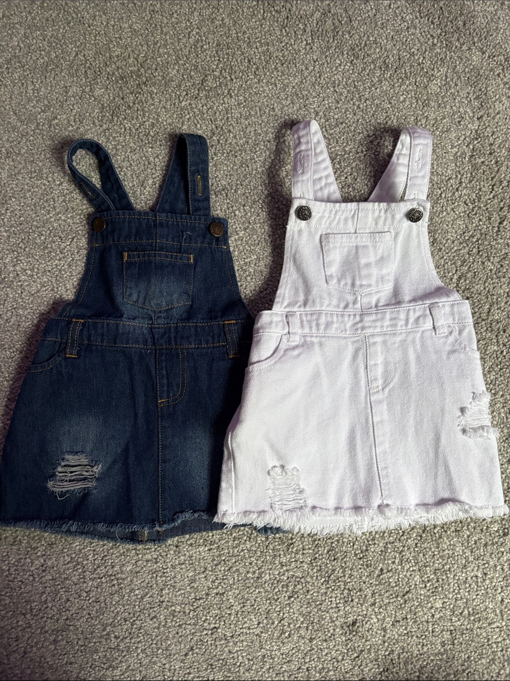 Kids Denim Overall Skirt Set - Dark Blue & Light Pink